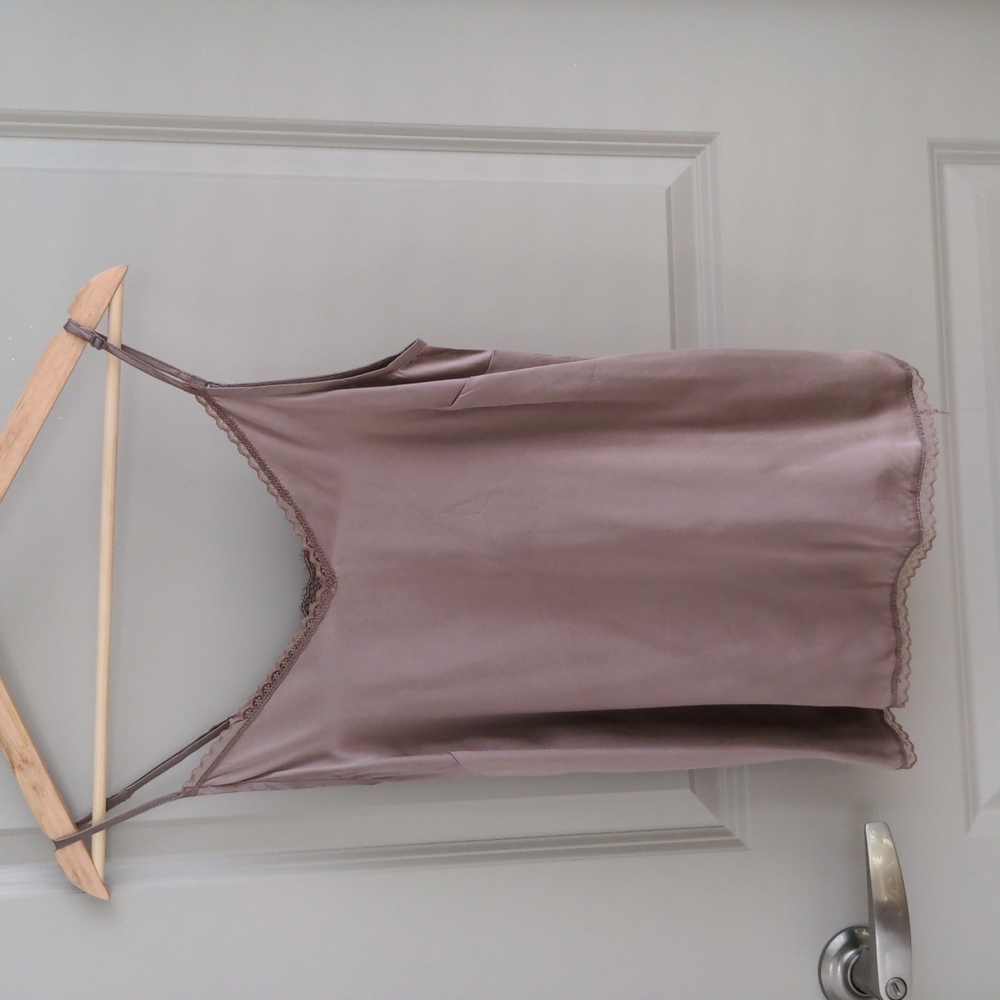 Anthropologie silk and lace cami taupe NWT